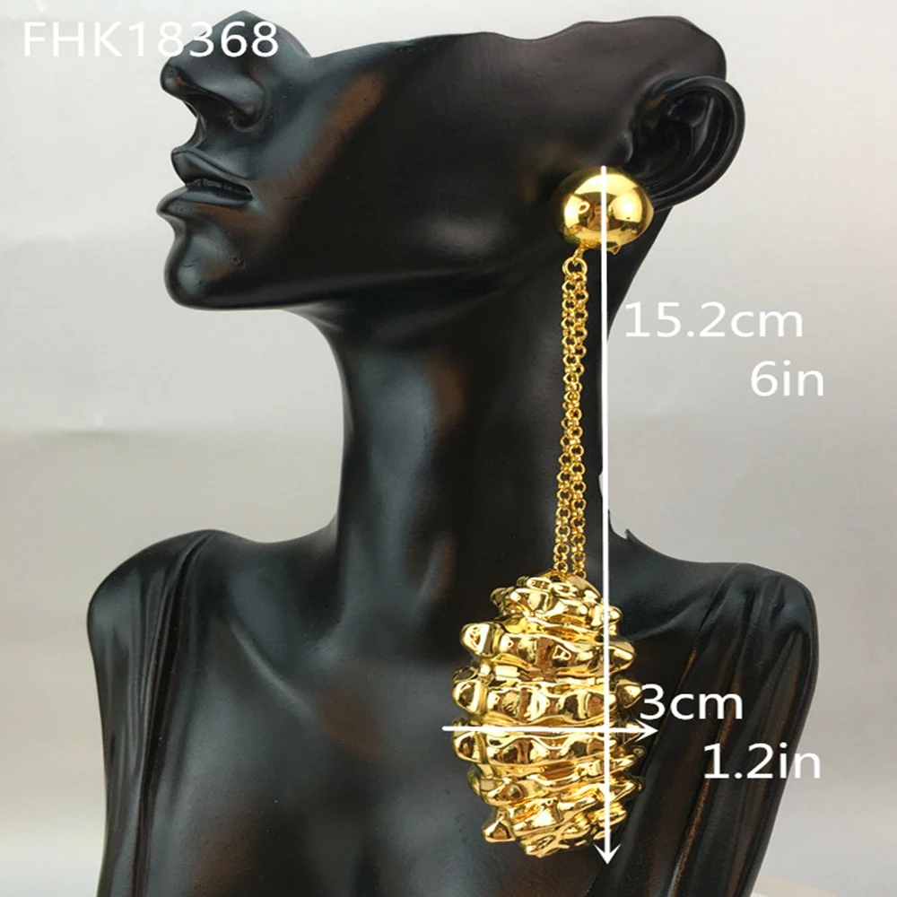 أقراط متدلية طويلة كبيرة مطلية بالذهب للنساء ، أقراط هندسية جذابة ، كبيرة الحجم للإناث ، إكسسوارات مجوهرات جريئة ، دبي ، تخفيضات كبيرة