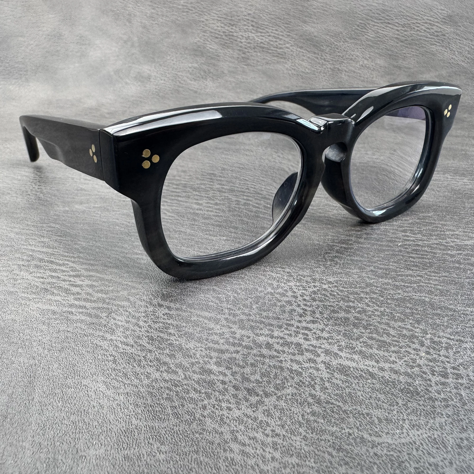 Man Eyeglass Frames Thick Vintage 3 Rivets Unique Handmade Buffalo Horn Retro Reading Eyeglasses Optical Men's Glasses Frame - view 6