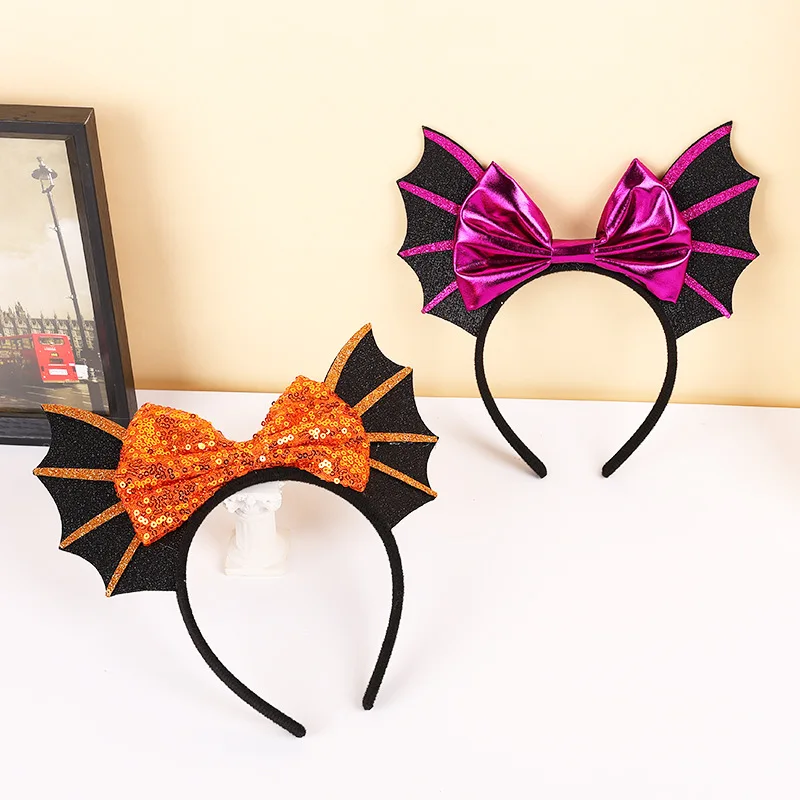 Halloween Bat Bow Headband Cute Spider Web Pumpkin Skull Headband Party Masquerade Ball Decoration Ghost Festival Funny Headwear