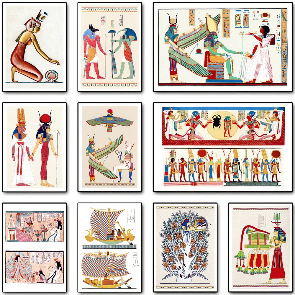 Retro Egyptian Pharaoh Like Anubis Religious Ancient Egyptian Figure Poster Canvas Paintings Wall Art Pictures Home Decor