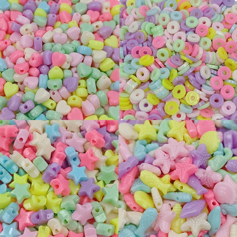 20/40/100Pcs Candy Color Loose Bear Star Spacer Bead Diy Bracelet Neacklace Accessories Cartoon Acrylic Beads