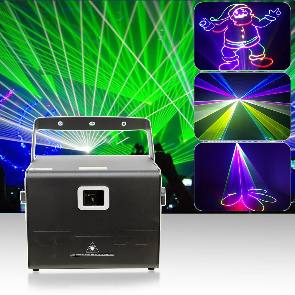 

New 10W RGB Animation Laser Projector 30Kpps Scan Rj45 ILDA Interface Stage Effect Beam Pattern For Club Bar Show Christmas Lamp