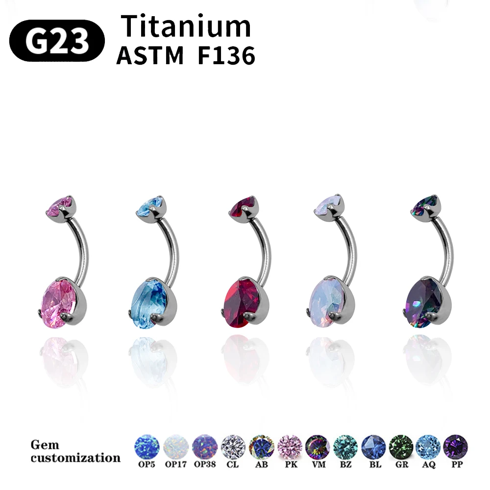 Belly Button Piercing ASTM G23 Titanium Zircons Navel Piercing Ring Body Jewelry Super Pretty Belly Button Ring For Women