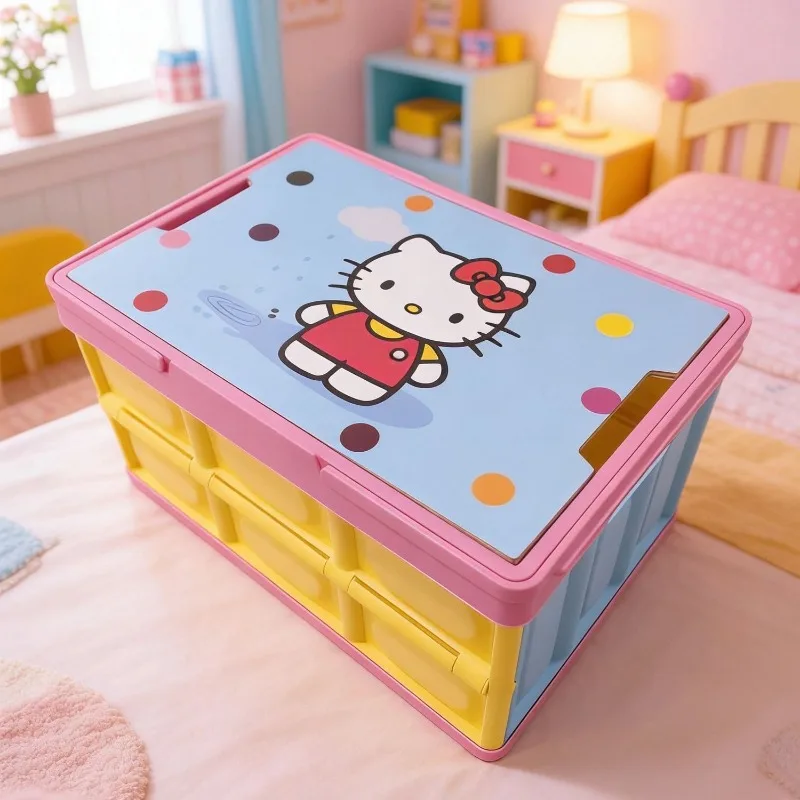 Hello Kitty Colorful Camping Foldable Storage Box, Moisture-Proof Organizer for Sanitary Pads, Underwear and Daily Sundries