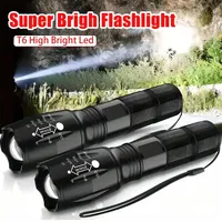 High Power T6 LED Flashlights Camping Torch 5 Light Modes Zoom Light Aluminum Alloys Waterproof Material External 18650 Battery