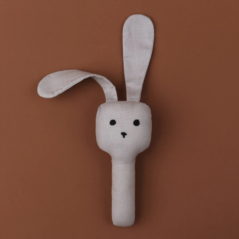 Cartoon Bunny Pluche Ring Schudden Speelgoed Rammelaar met Ritselend Geluid voor pasgeborenen Baby Grijp Training Verjaardag