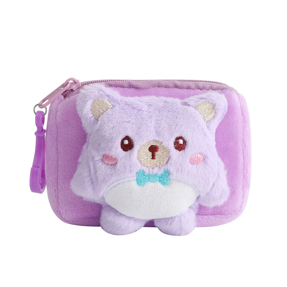 لطيف الدب الكرتون أفخم عملة المحفظة ، محفظة صغيرة ، سستة أحمر الشفاه حقيبة التخزين ، خط البيانات الحقيبة ، قلادة المفاتيح ، جميل سماعة حقيبة