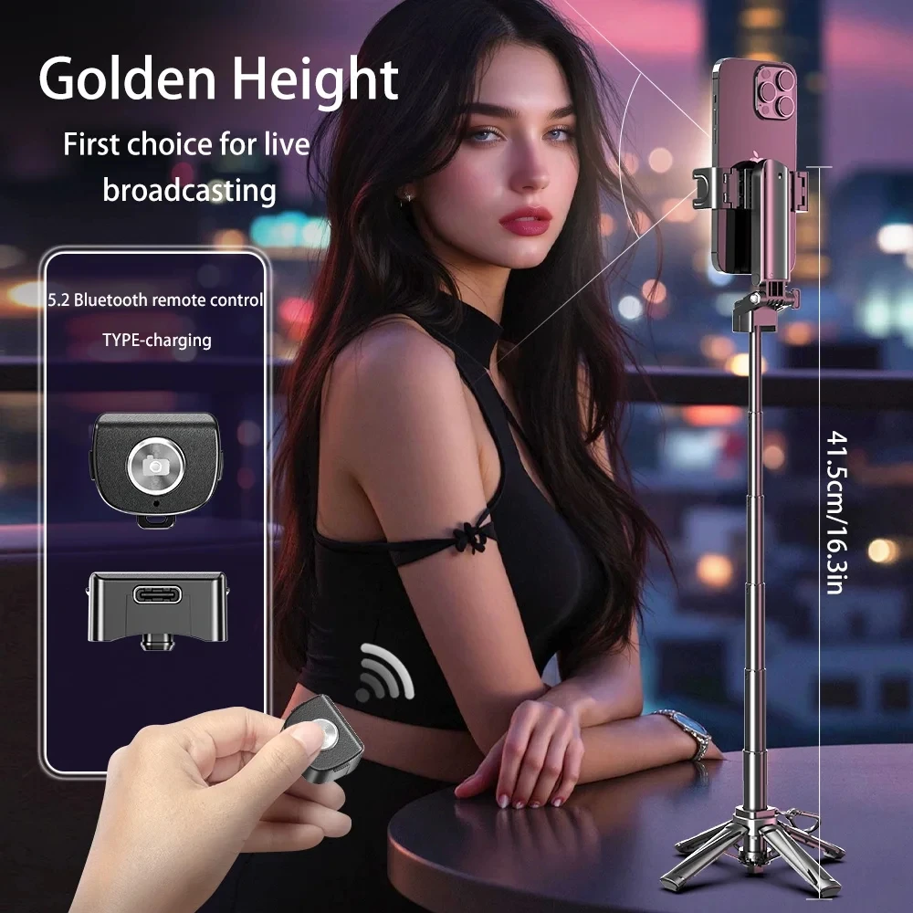 Foldable Selfie Stick Tripod with Wireless Remote Control Mini Tripod Retractable Handheld Selfie Stick for iPhone Android