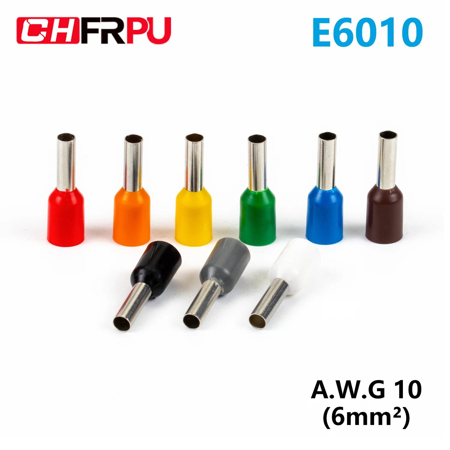

100pcs E6010 Insulated Ferrules Terminal Block Cord End Wire Connector Electrical Crimp Terminator Wire For 6mm2, 10 AWG
