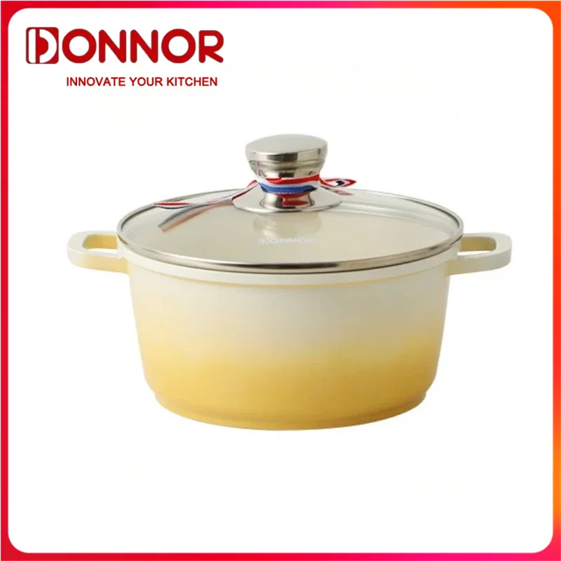 

DONNOR Pot Non-stick Pot Thick Soup Stew Pot WithLid Ceramic Glaze Heat-Resistant Household Two Ears Cookware Induction Cooker