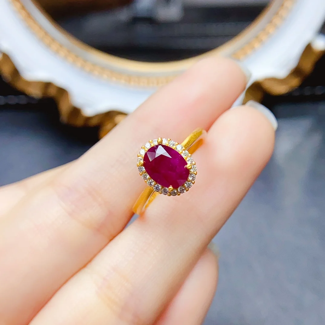 

FS 6*8mm Natural Ruby Ring S925 Sterling Silver for Women Fine Charm Weddings Jewelry Certificate MeiBaPJ