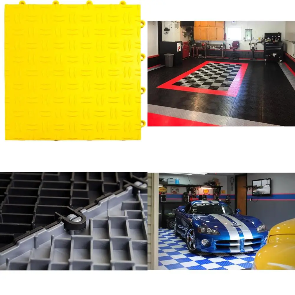 

Interlocking Non-Slip Garage Flooring Tiles, Durable Copolymer, Heavy-Duty, Easy to Install (Yellow, 24-Pack of 12x12)