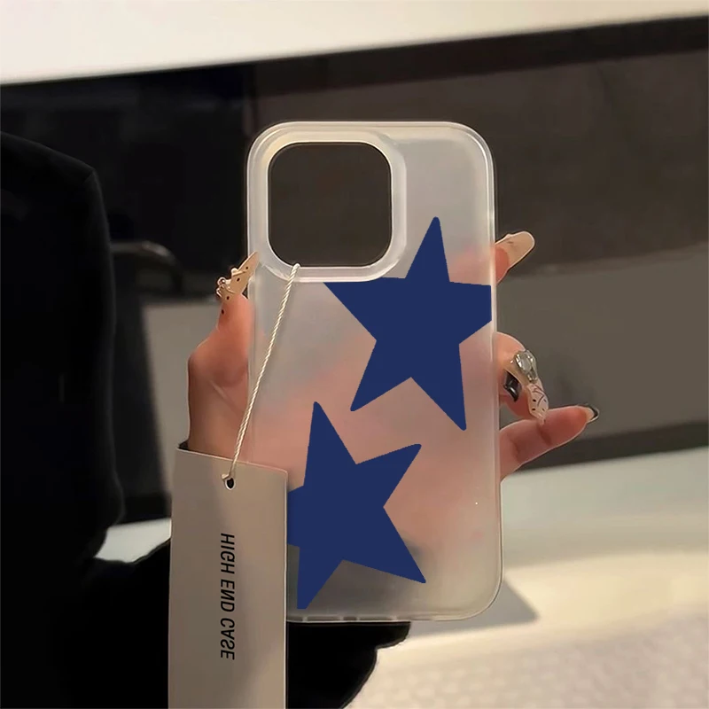 Mexico Popular Deep Blue Stars Phone Case For IPhone 16 15 14 13 12 11 Promax Xr Xs Max 7 8 Plus High End Shockproof Matte Cover