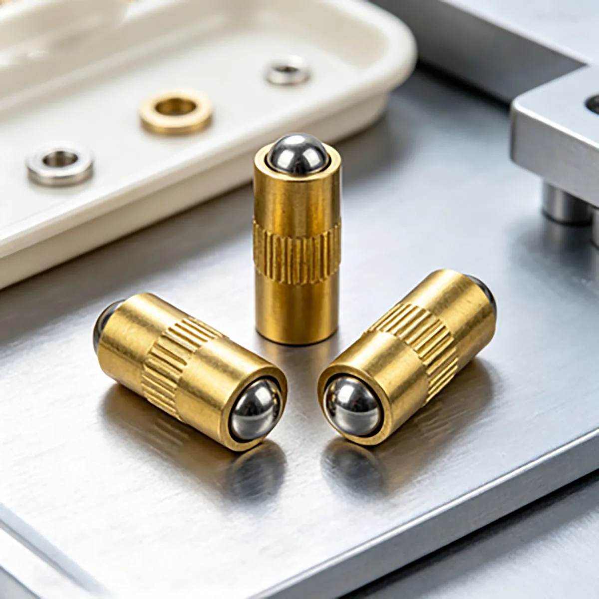 Press‑in Brass Ball Head Plunger, Embossed Locating Positioning Ball, Spring Locking Contact Ball Latch Fastener