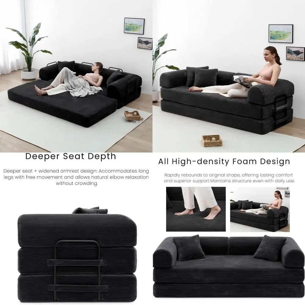 Foldable Sleeper Sofa Bed 79 Lounge Modular Couch for Small Spaces - Comfortable Loveseat with Space-Saving Design