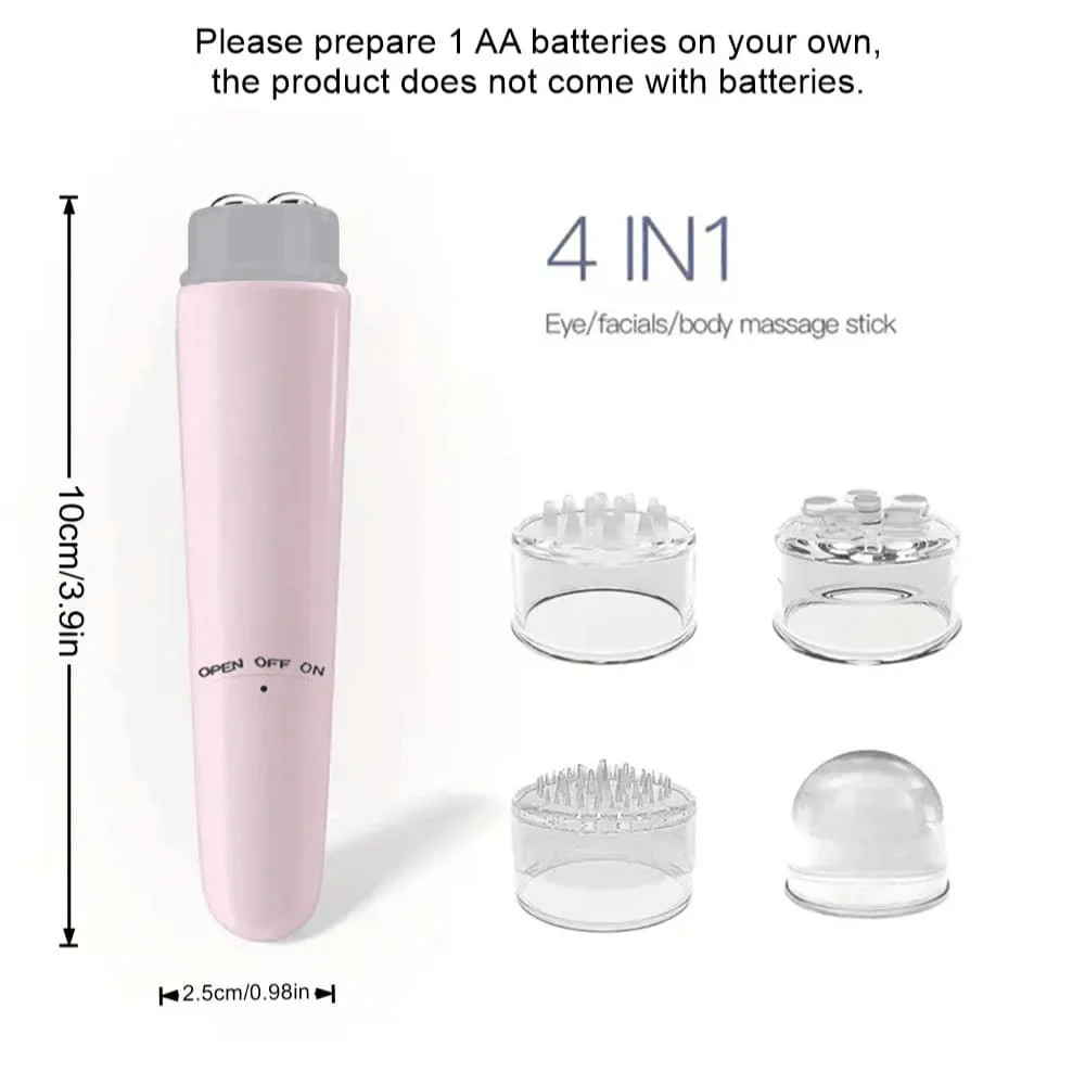 Mini elektrische oogmassageapparaat Vibrerend schoonheidsapparaat, 4-in-1 draagbare gezichtsspierstimulator