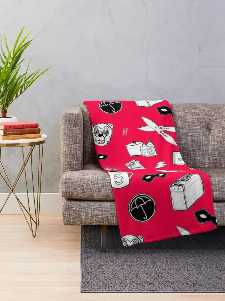 The Umbrella Academy Pattern - coral red Throw Blanket halloween Sofa Throw Decorative Sofa Blankets