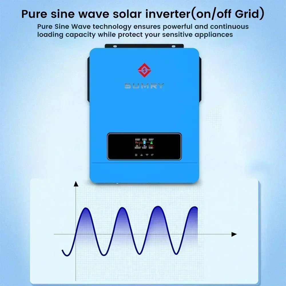 SUMRY ON Off Grid Solar Inverter Pure Sine Wave 3.6kw 4.2kw 6.2kw Hybrid Solar Inverter 24V 48V MPPT Solar Charge Support