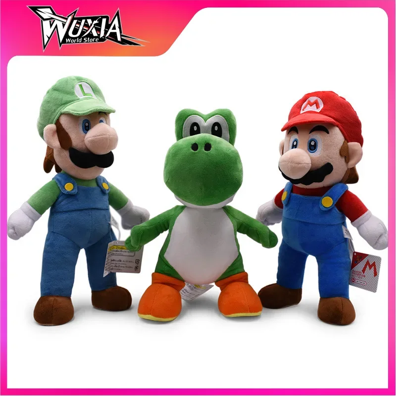 Super Marios Stuffed Toy Marios Bros Luigi Yoshi Plush Doll Figure Cartoon Cute Standing Peluche Soft Stuffed Christmas Gift