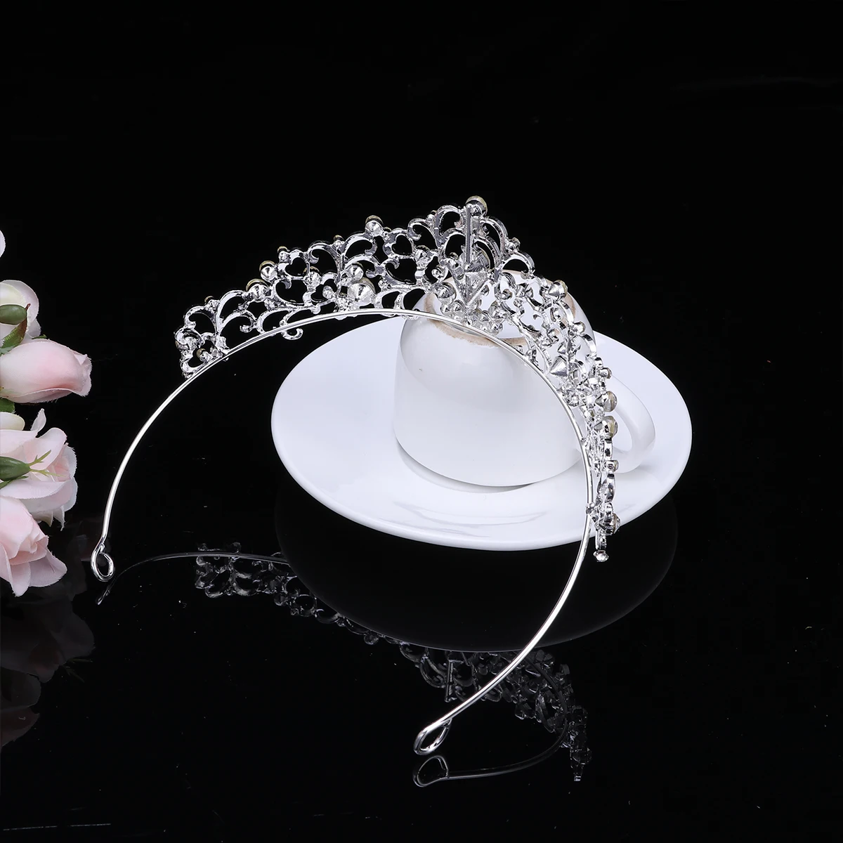

1pc Elegant Bride Crown Headband Wedding Silver Hair Accessories Rhinestones Womens Retro Decorative Bridal Prom Party