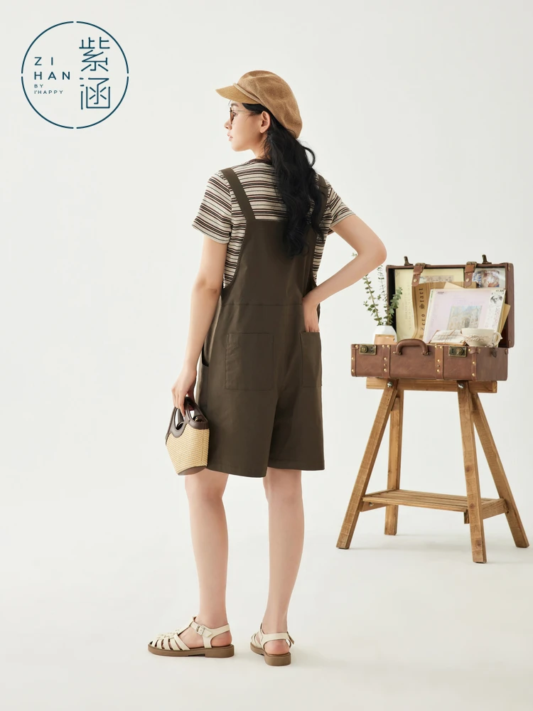 Women's Summer Workwear Overalls Set Striped Knitted Dr Two-Piece Suit Cotton Fabric Japanese Sle Floral Patterned