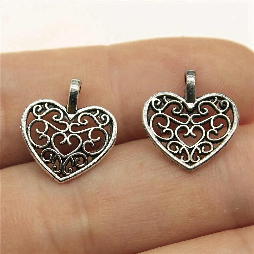 Grid Heart Couple Wedding Charm Pendant Alloy Love Theme For DIY Bracelet Necklace Jewelry Making Supplies - view 2