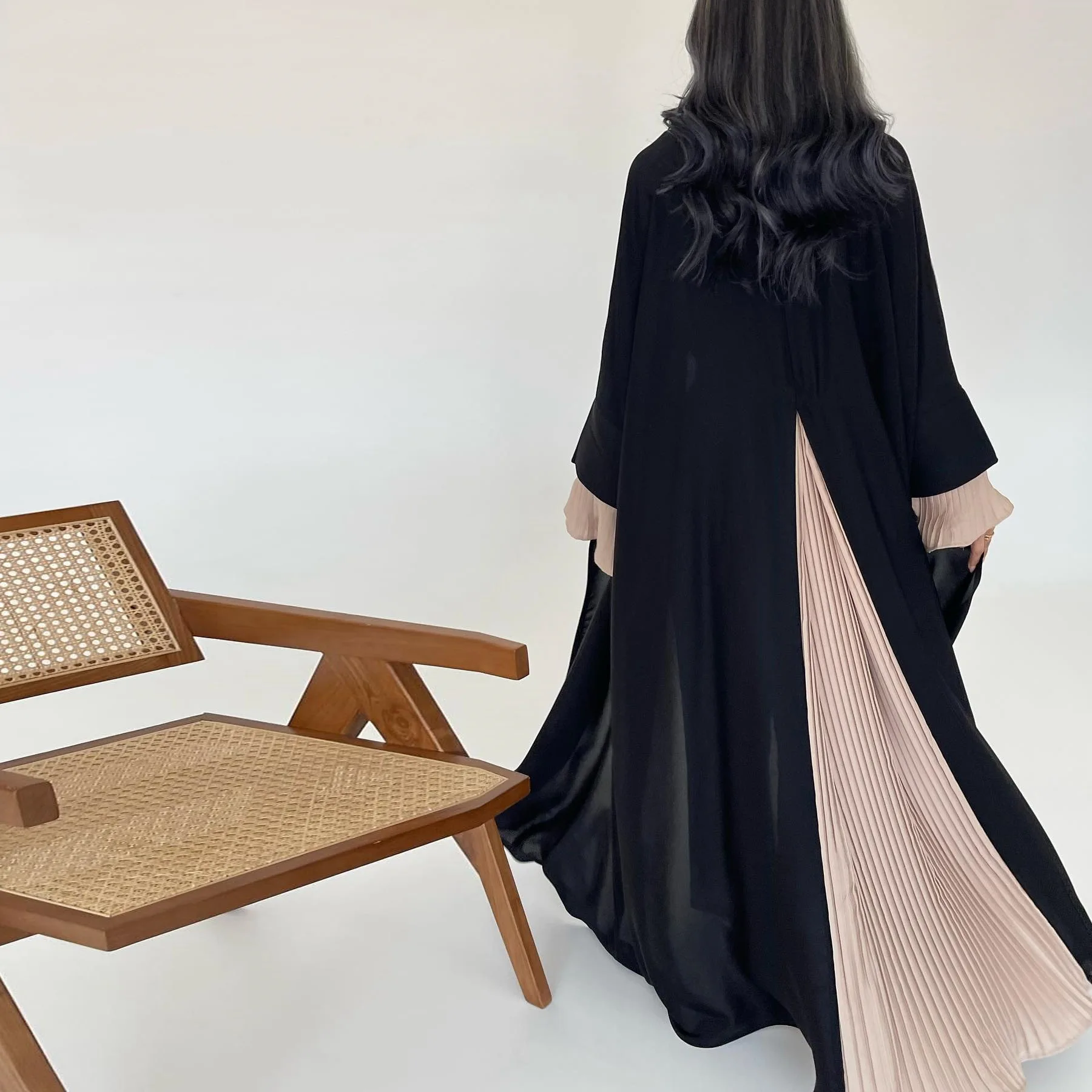 

Eid Dubai Open Abayas Kimono Cardigan Women Muslim Dress Pleated Ramadan Islam Jalabiya Robe Caftan Musulmane Femme Vestidos New