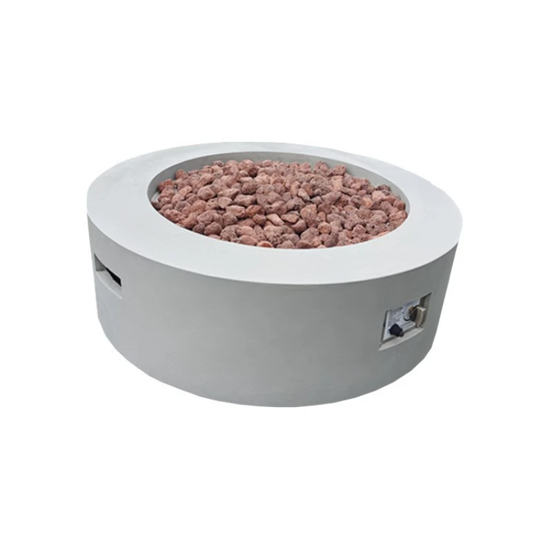 Round outdoor cement gas stove balcony patio barbecue grill concrete heater patio decoration