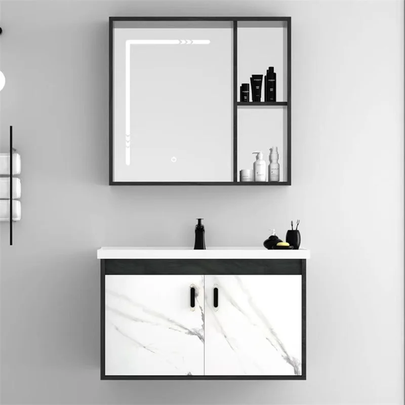 

Modern Design White Bathroom Cabinet High Quality Waterproof Counter Top Vanity Mirror Basin Water Resistant Price