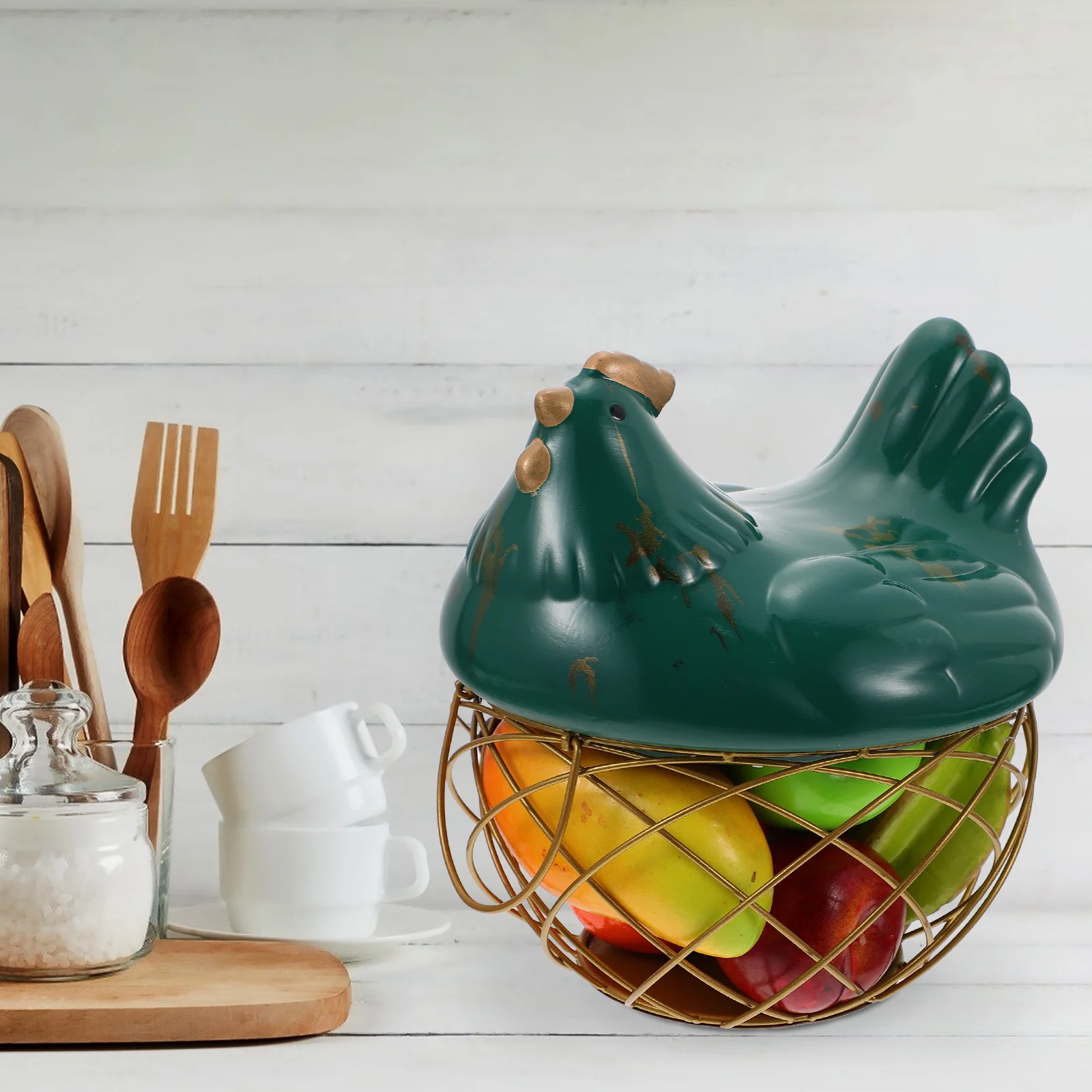 

1Pcs Chicken Cover Egg Basket Farmhouse Design Snack Storage Basket with Lid for Fruits Eggs Potatoes Garlic Egg Holder