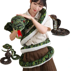 New Stuffed Animal Lifelike Burmese Python Plush Toy Simulation Long Coiled Snake Scary Reptile Giant Cobra Halloween Gift