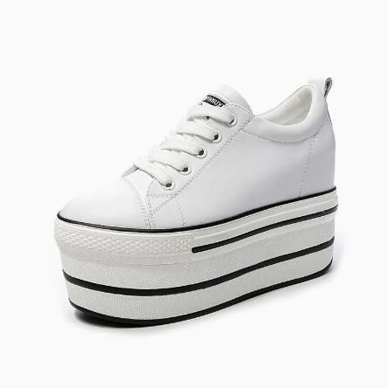 

New Genuine Leather Women Chunky Sneakers Luxury Autumn Winter Super High Heels 12cm Woman Platform Shoes Casual Ladies Sneaker