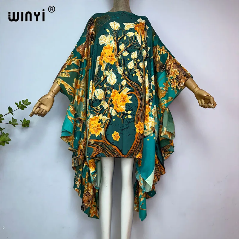 Kobiety WINYI boho letnia moda wieczorowa impreza plażowa Africa Lady kaftan wakacje z jednym dekoltem seksowna elegancka okrycie plażowe sukienka