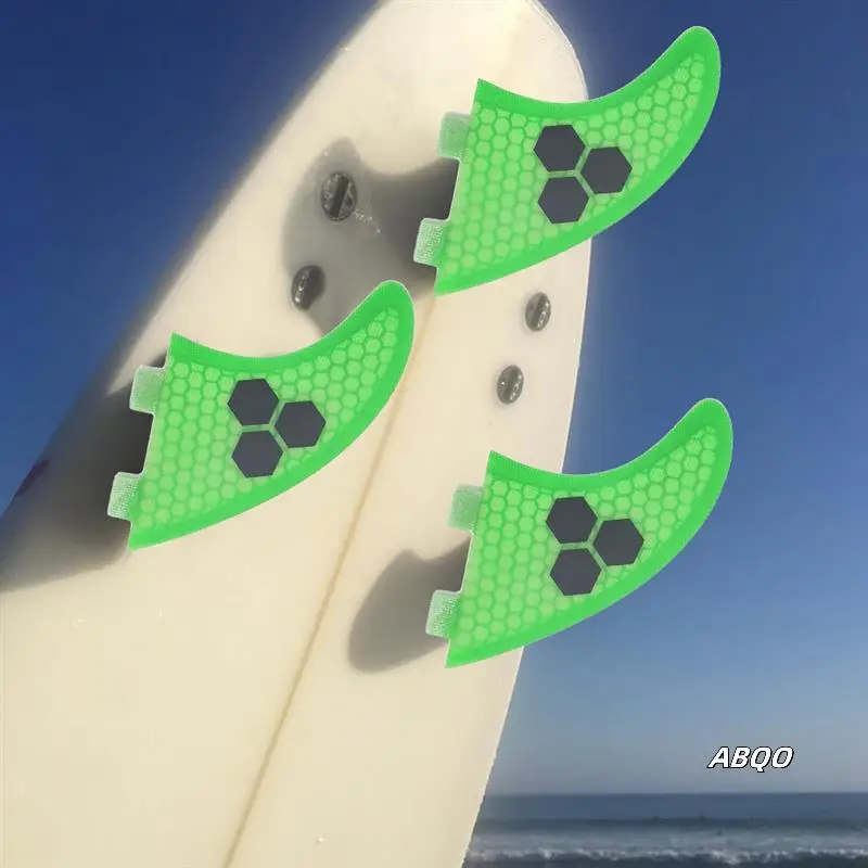

Surfboard Thruster Fins ,Fiberglass Honeycomb Hexagons Green,G5 Surf Fin, For Surf Boards, Surfing Longboard