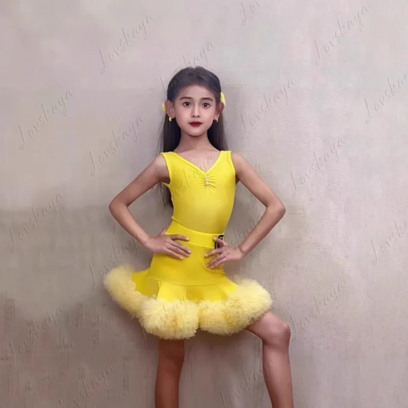 

Летний стильный костюм для латинских танцев для девочек, детский тренировочный наряд для выступлений и шоу