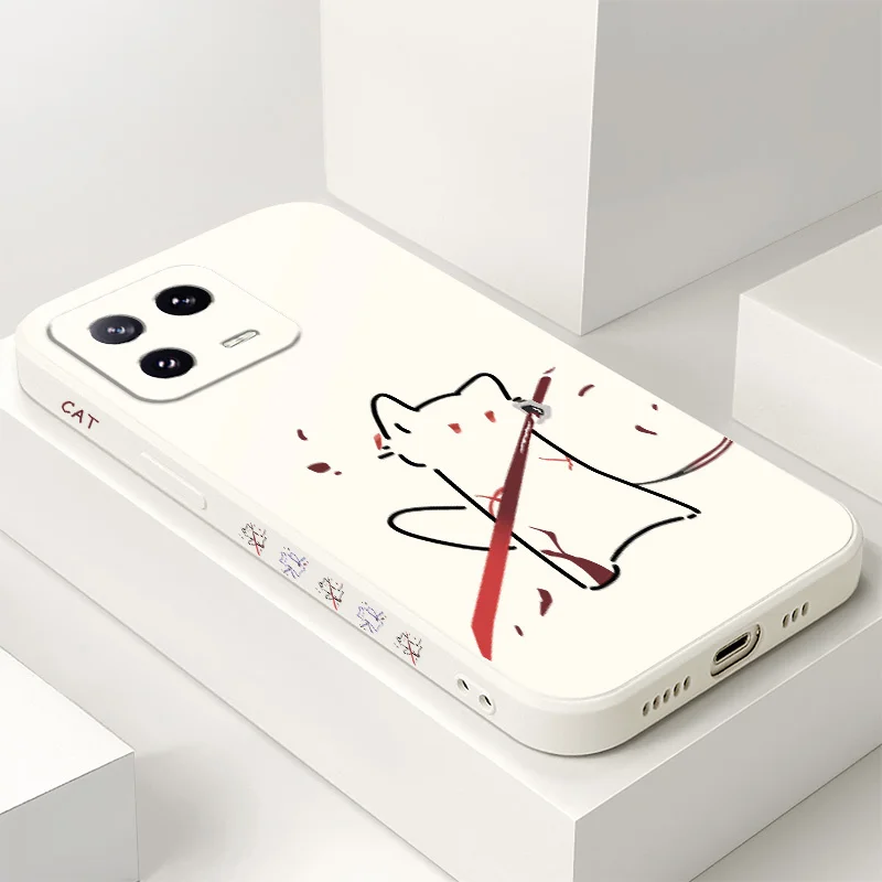 

Martial Arts Cat Phone Case For Xiaomi Mi 15 14 14T 13 13T 12 12X 12T 12S 11 11T 10 10T 9 9T Pro Lite Liquid Silicone Cover