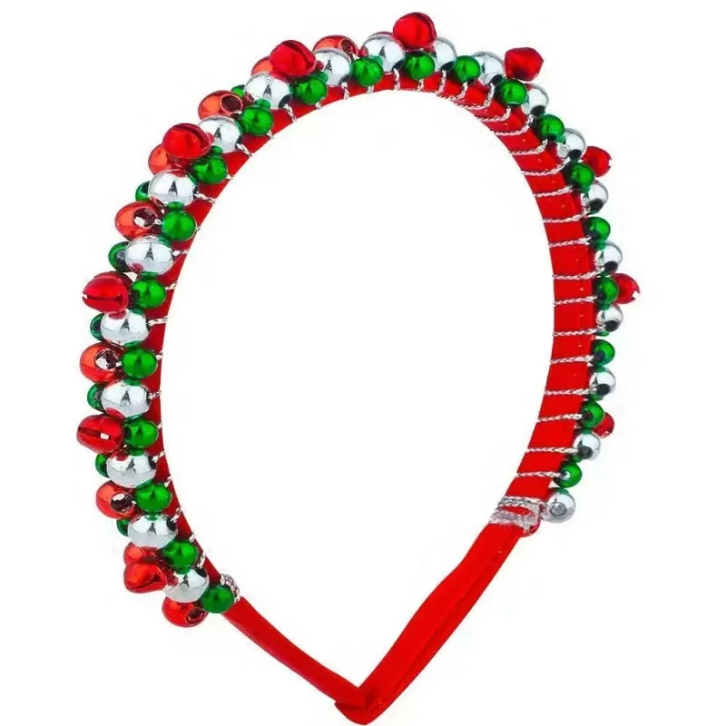 

Festive Christmas Headband with Red & Green Beads Golden Accents for Women Party Cosplay Elegant Hair Accessories لفافات الشعر