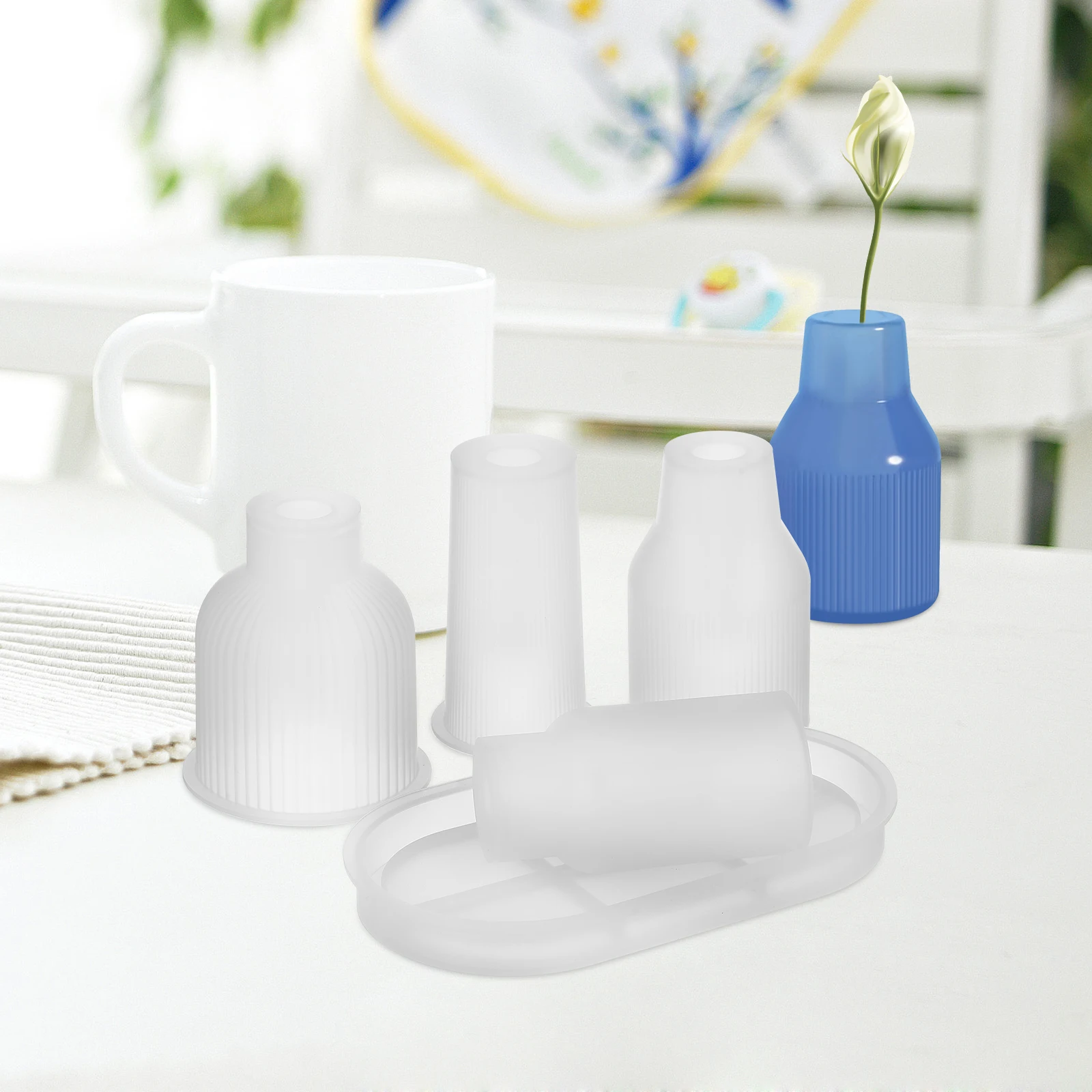 

1Set Silicone Vase Molds Easy Release Vase Resin Molds for Plaster Concrete Casting Epoxy Resin Pen Holder Concrete Mold