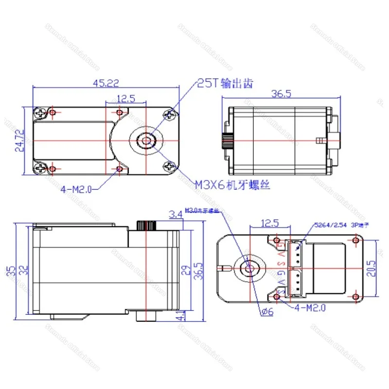 Feetech sts3250 12v 50kg codificador magnético eixo duplo protocolo ttl servo 360 graus servos de feedback de metal completo para braço robótico