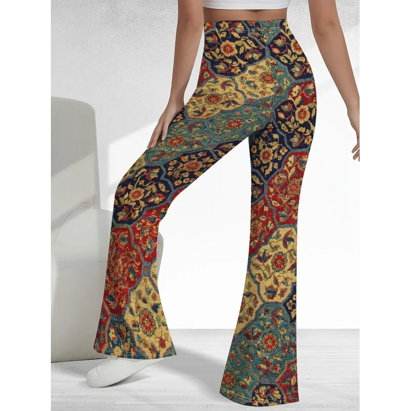 Retro abstract print wide-leg pants, suitable for 7-16 year old teenagers for daily street casual wear.