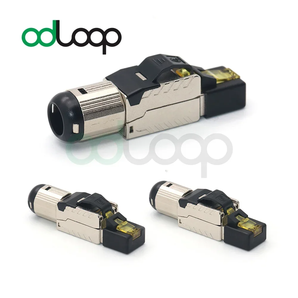 Conectores ODLOOP RJ45 Cat7 Pacote com 3 plugues de terminação Ethernet blindados de liga de zinco sem ferramentas para cabos SFTP 23AWG