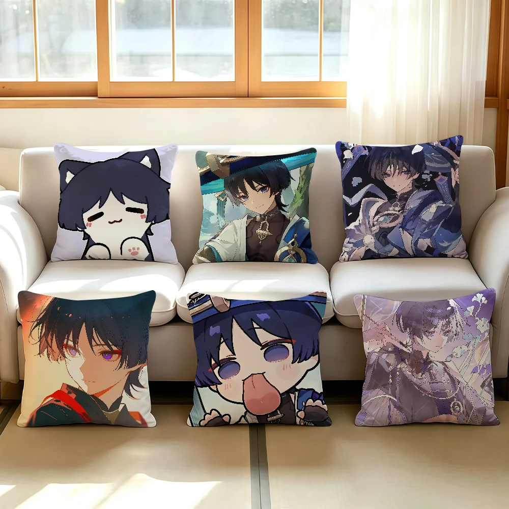 Genshin Impact Wanderer cushion cover Comfortable Decorative For Bedroom Living room Dormitory Picnic and Holiday Decoration