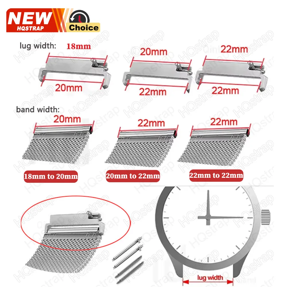 2/4pcs Quick Release Metal Connector 18mm To 20mm 22mm,20mm To 20mm 22mm,22mm To 22mm WatchStrap Adapters with Tools Accessories