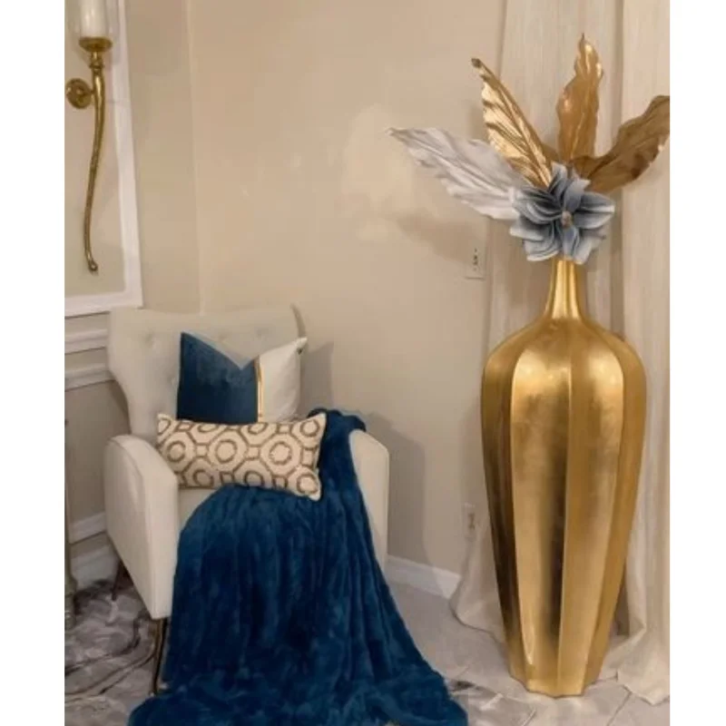 Elegant Gold Luxury Accolade Vase Fiberglass Flower Planters for Wedding Centerpiece,giant Flower Pots for House Interio  ace