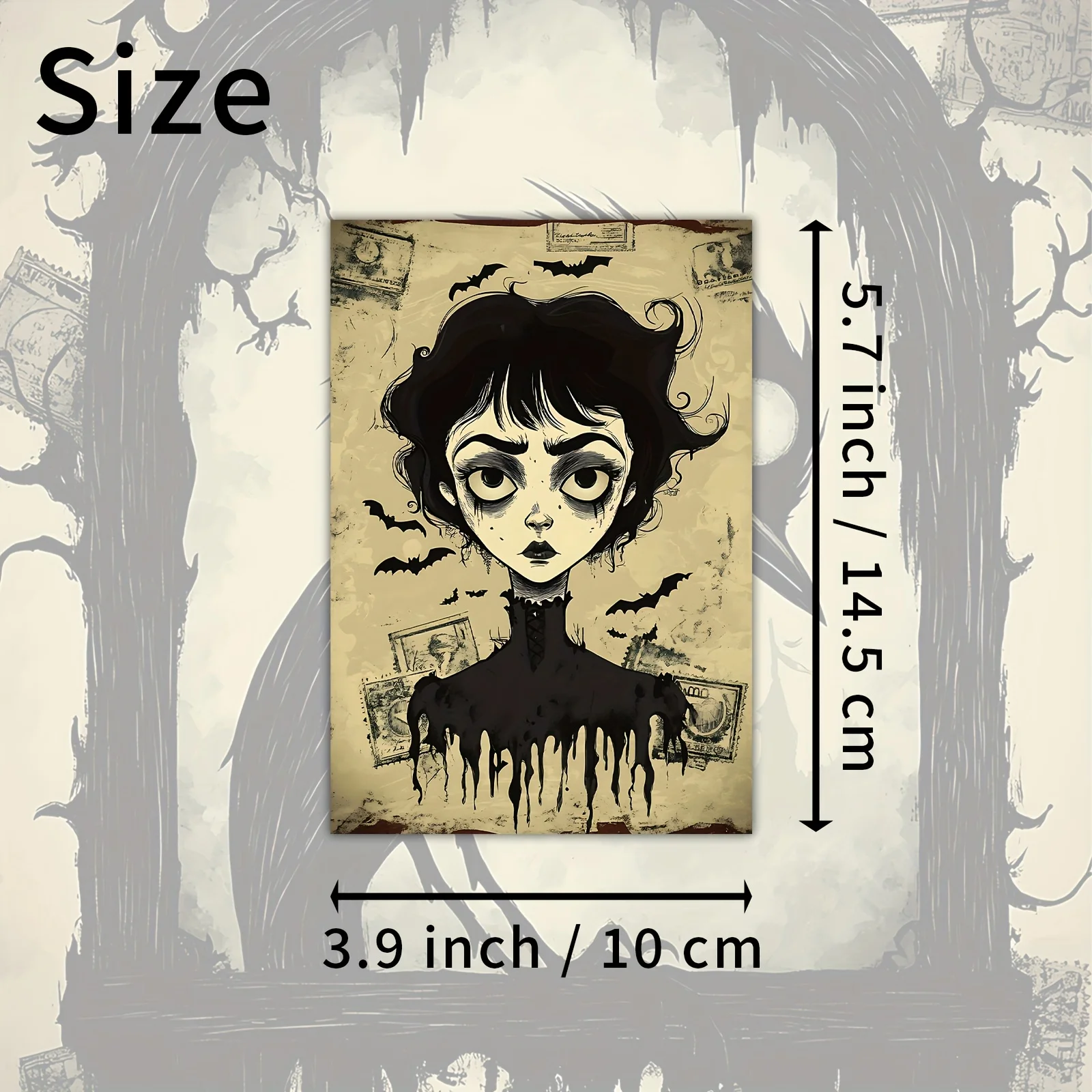 20PCS Retro Gothic Halloween Postcard Set, Retro Girl Illustration Cards, Classic Bookkeeping Materials, Handicrafts