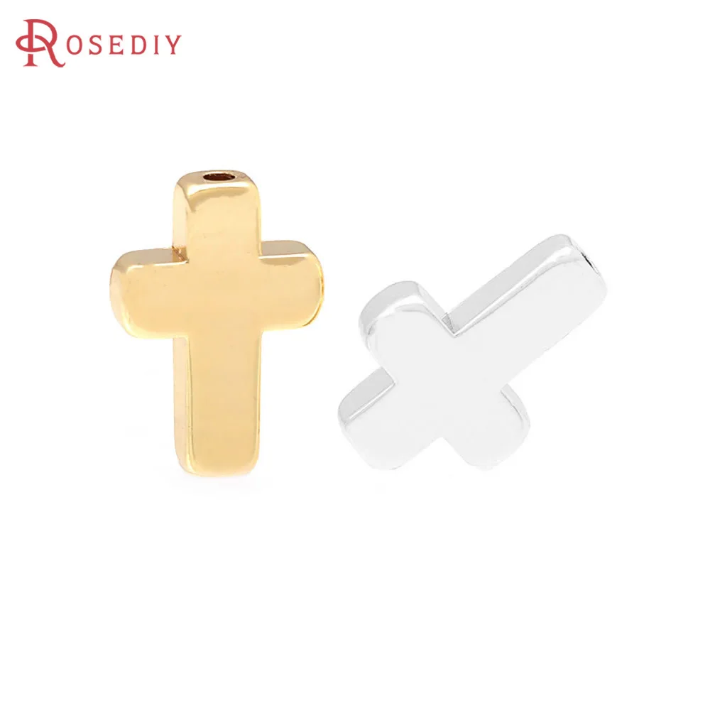 

10PCS 18K Gold Color Brass Cross Bracelets Beads Spacer Beads Jewelry Diy Accessories Making