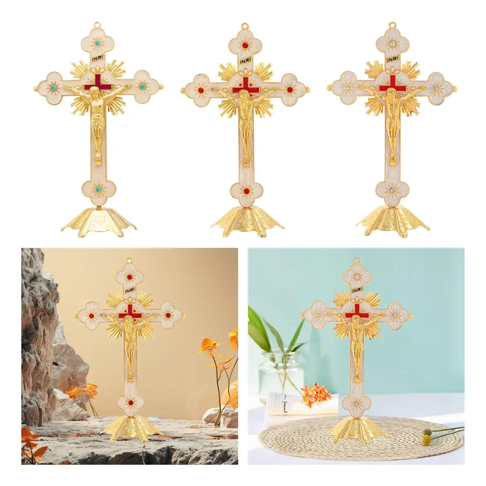 Crucifix Figurine Catholic Collection Jesus Crucifix for Chapel Christian Decoration Tabletop Home Decor Religious Gifts