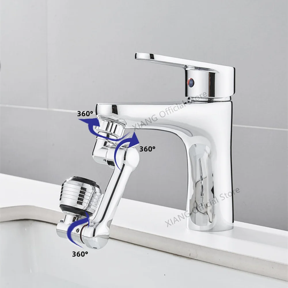 New 1080° Rotation Extender Dual Mode Robotic Arm Tap Aerator Water Saving Bubbler Splash Filter Nozzle Head Kitchen Accessories