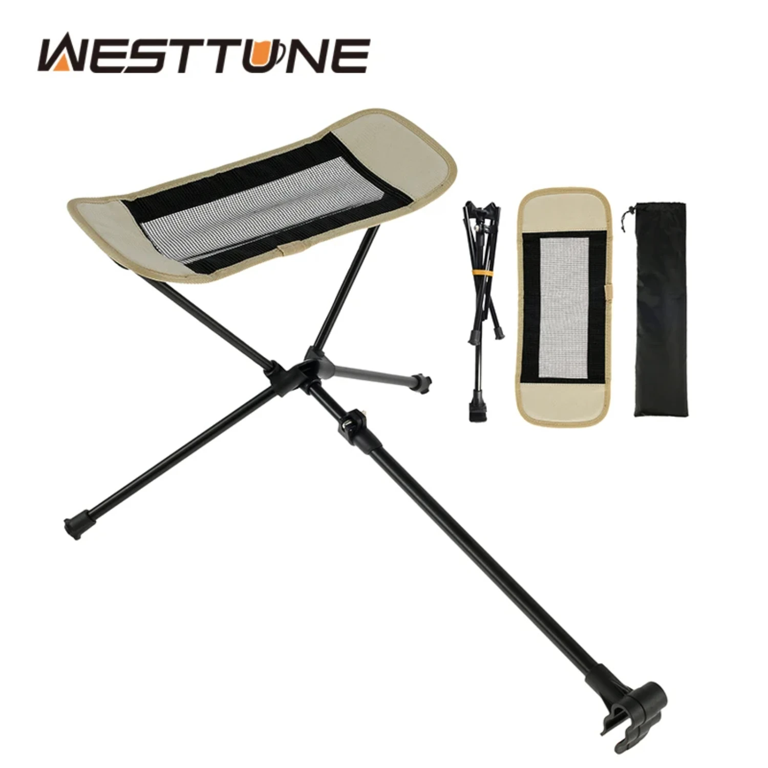 Outdoor Portable Folding Chair Footrest Aluminium Alloy Retractable Rest Bracket Chair Stool Foot Rest  Camping Fishing BBQ