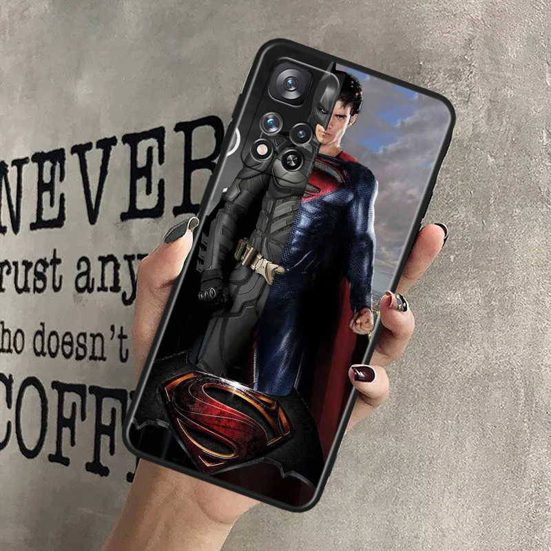 Superman Batman For Xiaomi Redmi Note 13 12 11T 11E 11S 10T 10S Turbo Pro Plus Max Lite Black Soft Phone Case